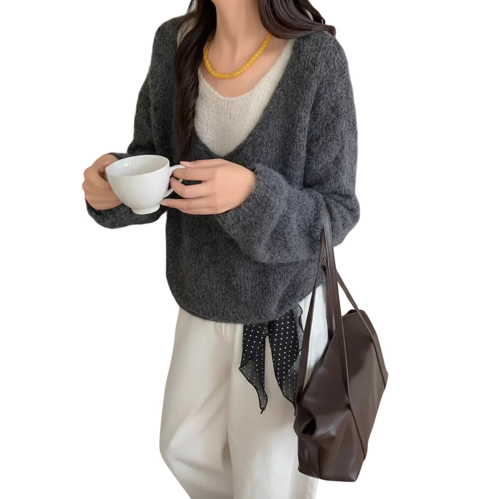 Damen Sweater im Zweilagigen Look mit Lockerer Passform