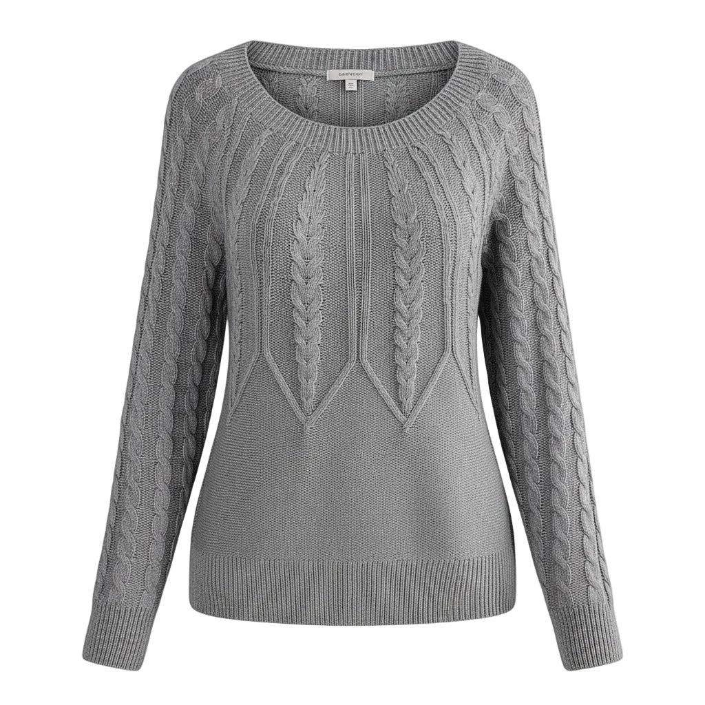 Damen Sweater mit Geometrischem Muster und Rundhalsausschnitt