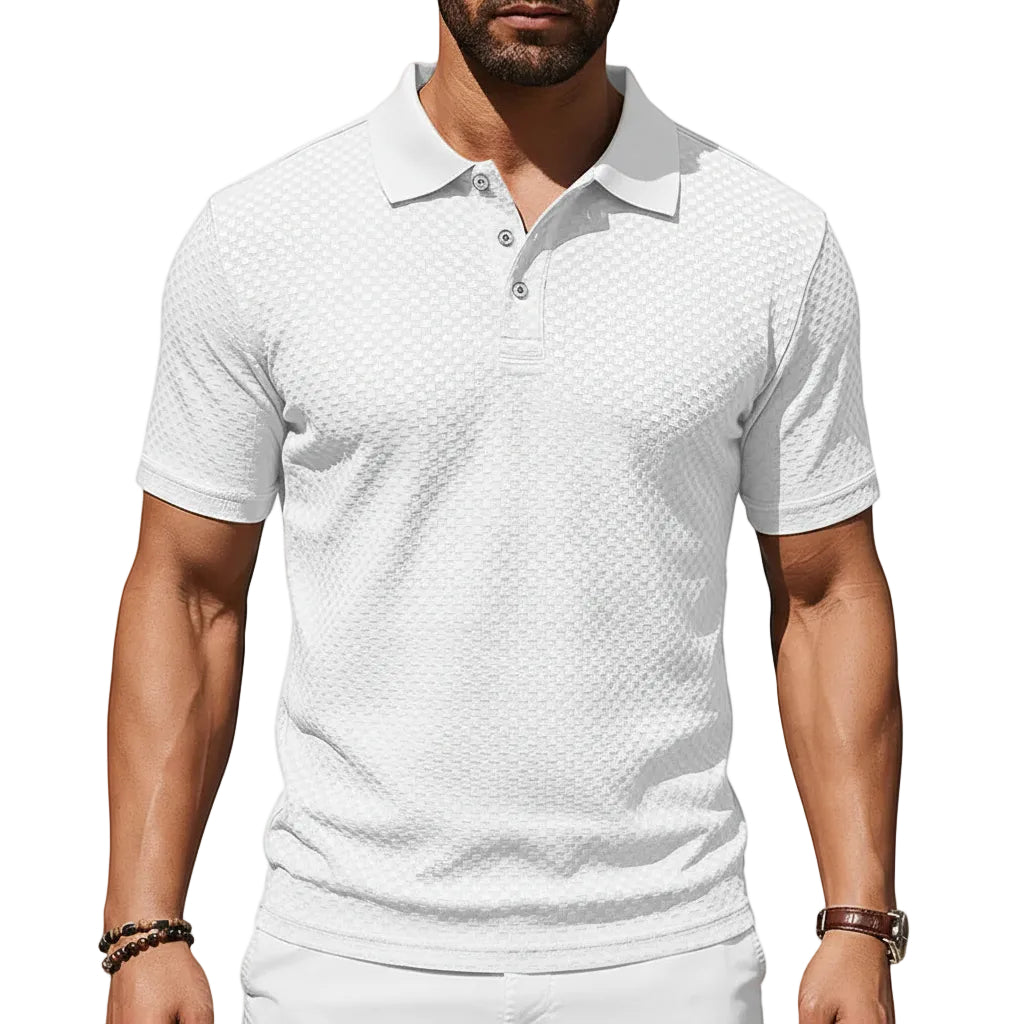 Herren Kariertes Kurzarm T-Shirt mit Kragen