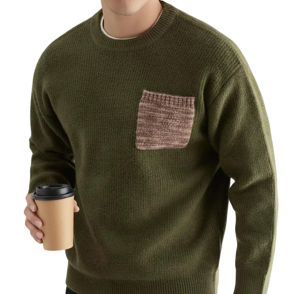 Herren Strick Sweater mit Rundhalsausschnitt und Gerader Passform
